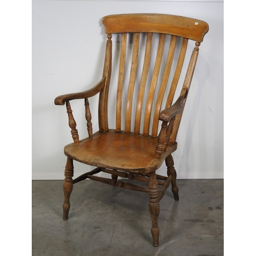 619 - Pine high back farmhouse kitchen chair