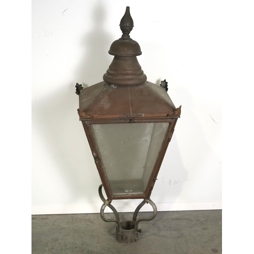 398 - Victorian copper street lamp top H45