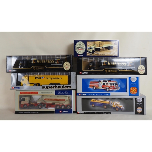 187 - Corgi model vehicles to include Guinness lorry, P&O Ferrymasters lorry, fire engine, etc. Boxed