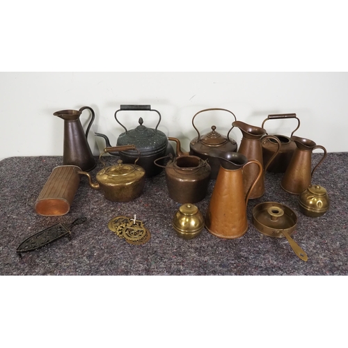 424 - Assorted brass and copper items