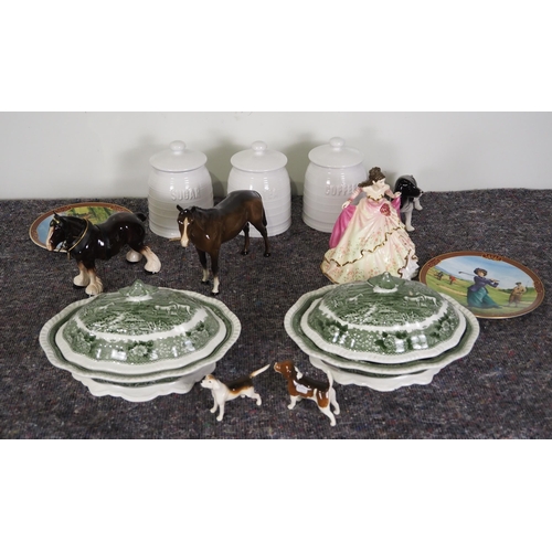 432 - Assorted china to include Beswick horse and dogs