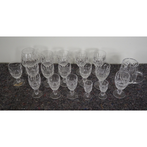 431 - Waterford cut glass wine, brandy and sherry glasses