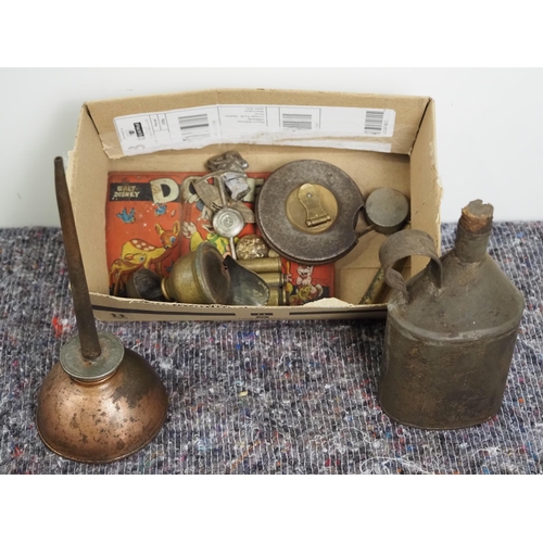 436 - Oil cans, measuring device and other items