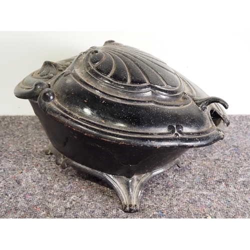 483 - Antique cast iron coal scuttle