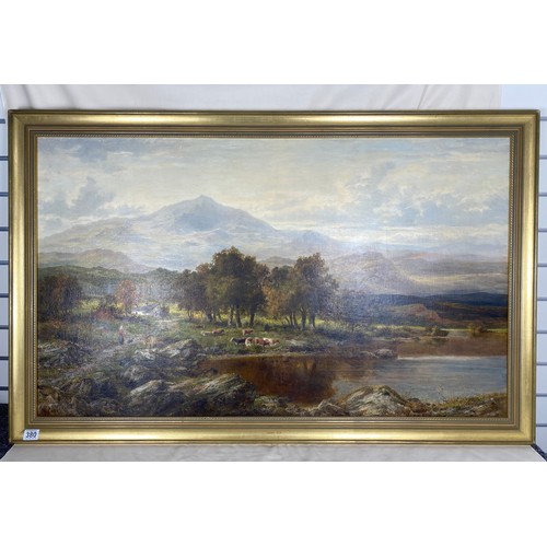 380 - Oil on canvas of Snowden landscape in gilt frame signed Gynglith 1857 29