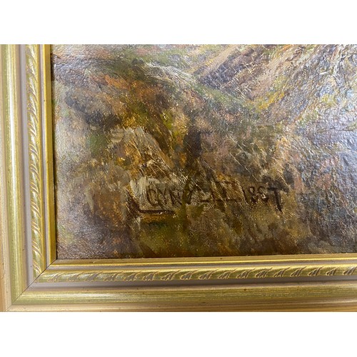 380 - Oil on canvas of Snowden landscape in gilt frame signed Gynglith 1857 29