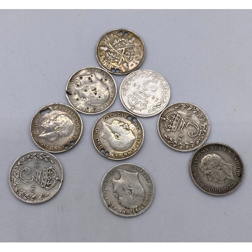 292A - King George V silver threepence - 9 to include 1917, 1910, 1909, 1935, 1932 and 1919