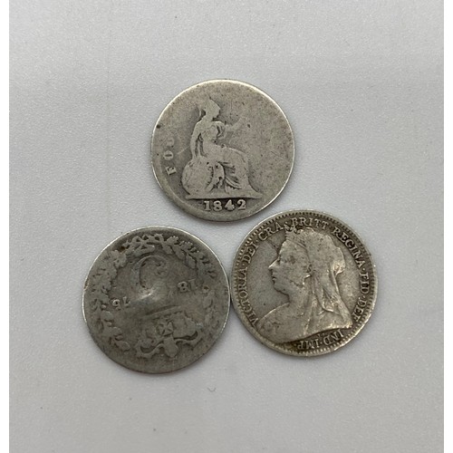 293B - Queen Victoria silver threepence - 3 to include 1842, 1875 and 1895