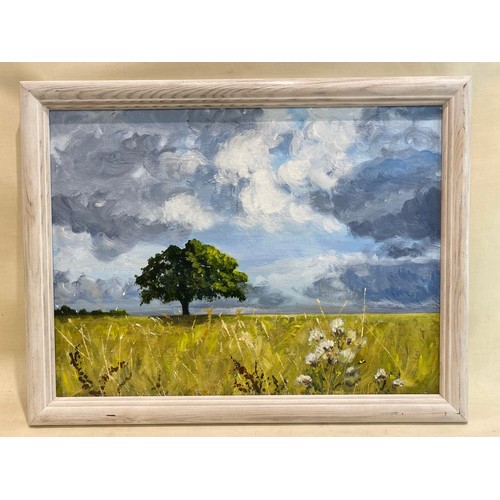 309A - Framed oil on canvas titled Bedfordshire Sky by Judy Gilley 11½