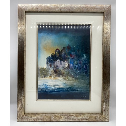 374B - Framed painting 'Pembrokeshire Dwellings' by Colin Kent complete with valuation certificate 17