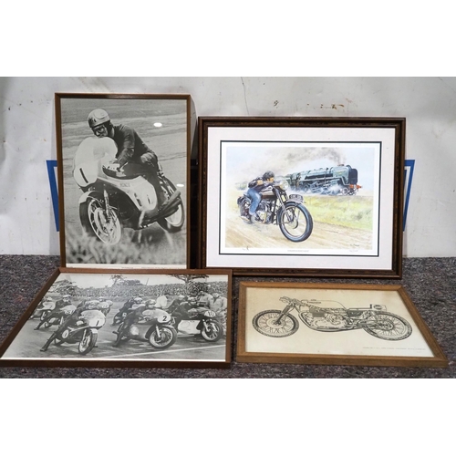 249 - Framed motorcycle prints inc. limited edition Roy Barrett