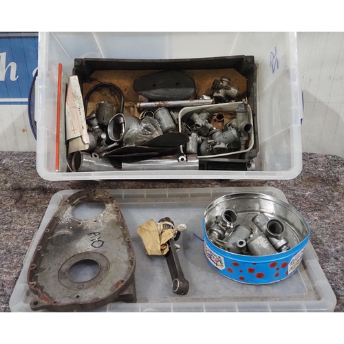 25 - Large box of AMAL carburettors and other parts