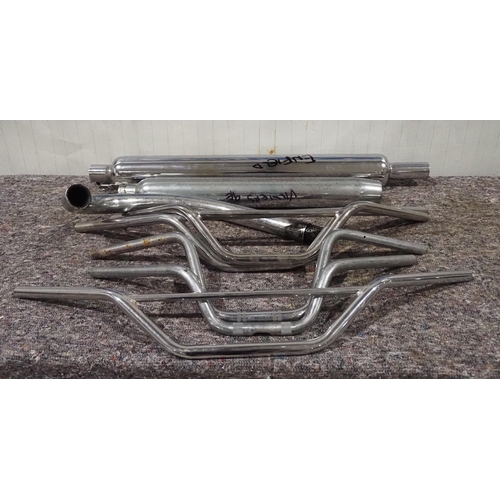 356 - Handlebars and exhaust parts to include Royal Enfield