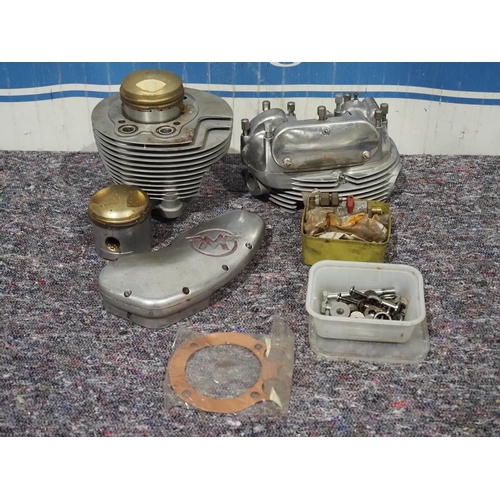 89 - Matchless G80 CS spares to include head and tappet cover, rocker cover with bolts, alloy barrel with... 