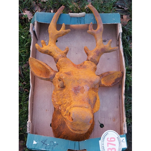 376 - Cast iron stags head ornament