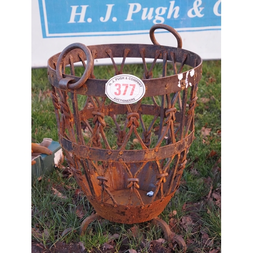 377 - Cast iron log basket