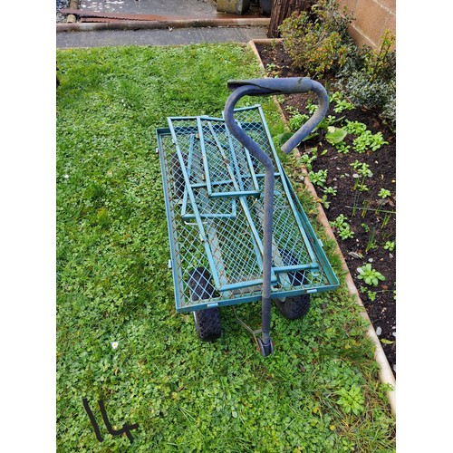 1067 - Garden trolley and 8 wheelbarrow wheels