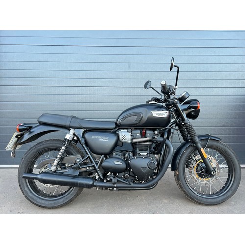 888 - Triumph Bonneville T100 Black motorcycle. 2017. 
From a deceased estate. Runs and rides with a genui... 