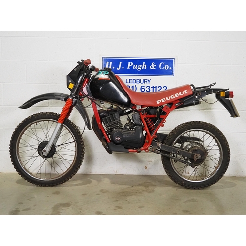 1003 - Peugeot trail bike project. 1991. 49cc.
Engine turns over with compression but has no spark. Comes w... 