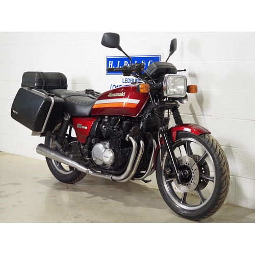 1012 - Kawasaki GT750 motorcycle. 1989. 733cc. 
Frame No. KZ750P008689
Engine No. KZ750NE020818
Runs but ha... 