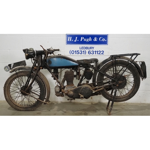 879 - Triumph N de Luxe motorcycle project. 1928. 494cc. 
Engine turns over with good compression. Has bee... 