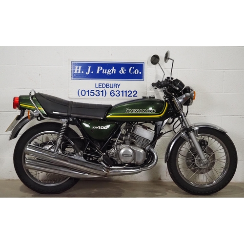 885 - Kawasaki KH400 motorcycle. 1977. 401cc. 
Frame No. S3F-29604
Engine No. S3E029732
UK supplied bike. ... 