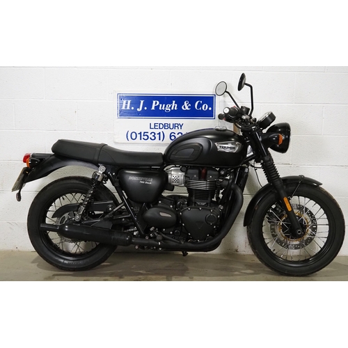 888 - Triumph Bonneville T100 Black motorcycle. 2017. 
From a deceased estate. Runs and rides with a genui... 