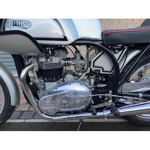 891 - Triton motorcycle. 1955. 750cc. 
Frame No. K12260487
Engine No. T140ECA19777
Norton Featherbed frame... 