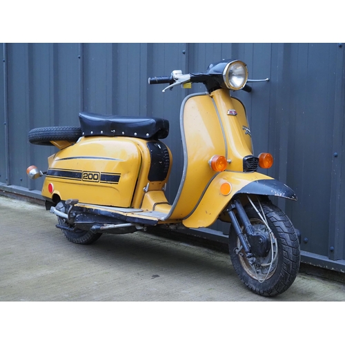 936 - Lambretta Jet 200 scooter. 
Frame No. SX200556041
Engine No. SX200556041
Engine turns over with good... 
