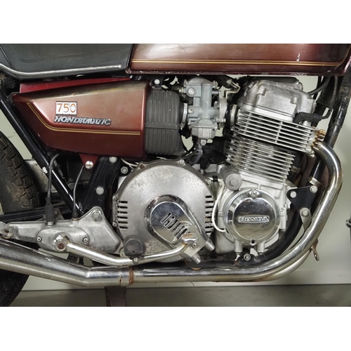 945 - Honda CB750 Matic motorcycle. 1977. 750cc
Engine turns over.
No docs.