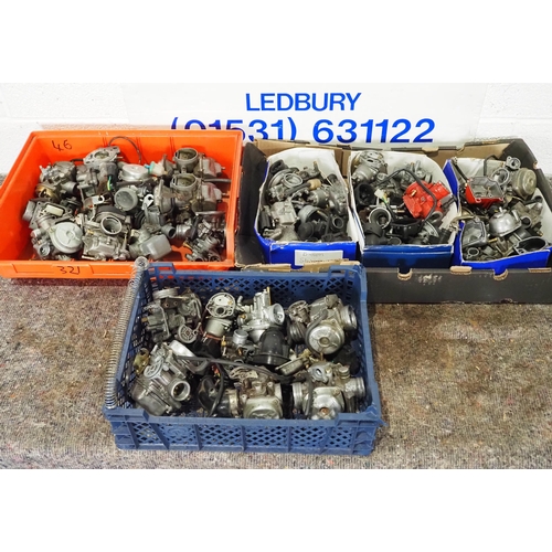 712 - 3 Boxes of assorted motorcycle carburettors