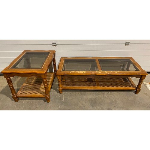 582A - Glass and wicker coffee table and sofa table