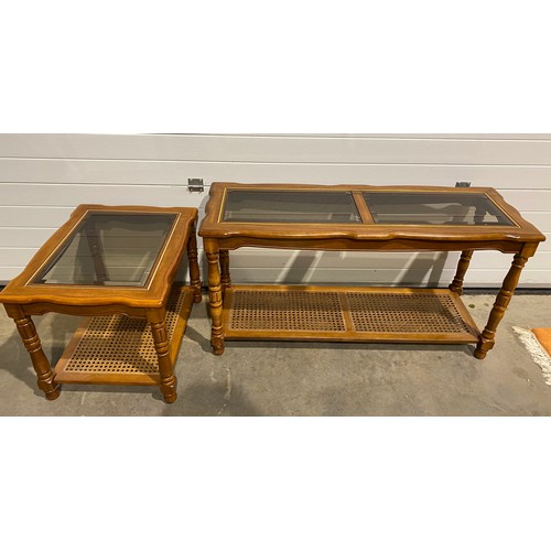 582B - Glass and wicker side table and sofa table