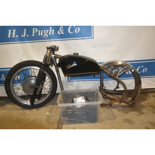 518 - Velocette project including RS frame, complete front forks, front wheel with Borrani rim, restored p... 