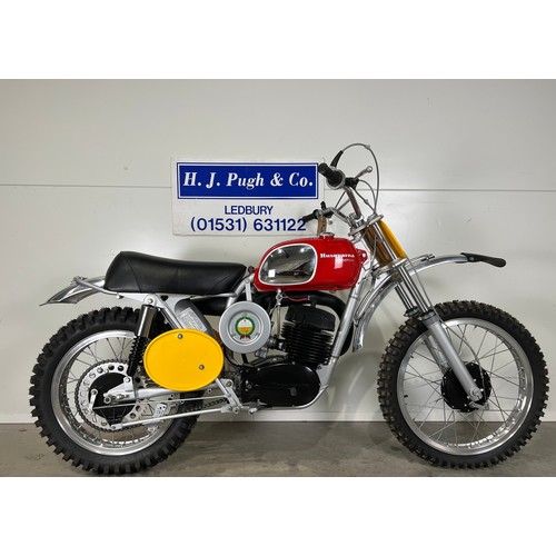 867 - Husqvarna 400 motocross bike. 1970. 400cc
Frame no. MH4520
Engine no. 402206
Restored to as new.  No... 