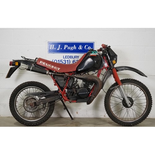 1003 - Peugeot trail bike project. 1991. 49cc.
Engine turns over with compression but has no spark. Comes w... 