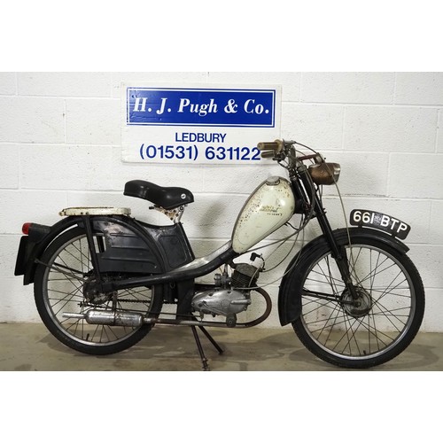 1013 - Phillips Gadabout moped. 1961. 49cc. 
Last ran 18 months ago. 
Reg. 661 BTP. V5.