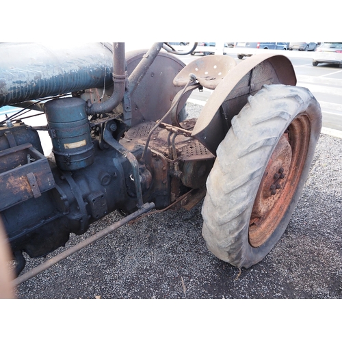 38 - Fordson E27N Tractor, petrol paraffin, engine turns over, fitted with PTO and high top gear