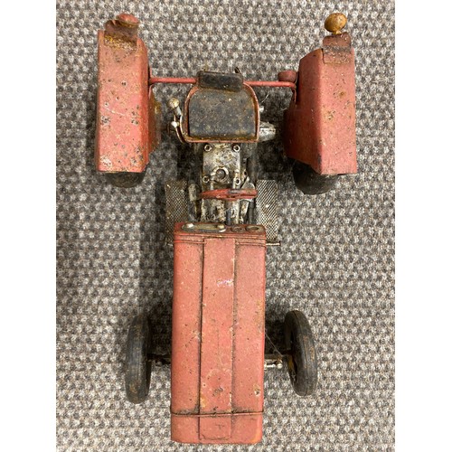 172 - Vintage Massey Ferguson tin tractor and teddy bear 5” x 11” x 8”