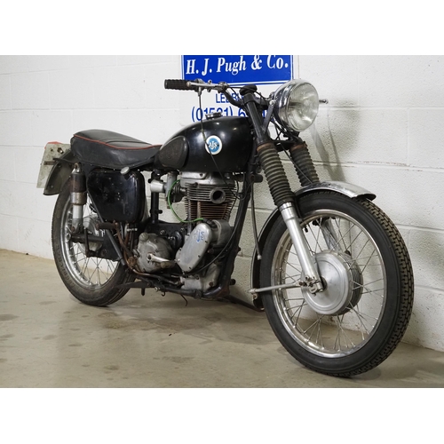 1027 - AJS Model 18 motorcycle. 1957. 500cc
Engine No. 57/18S131415
Engine turns over. 
Reg. 404 XWB. V5