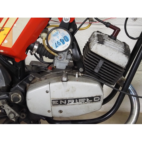893 - Enfield Explorer motorcycle. 1992. 49cc
Frame No. B34760H8
Engine No. 334805F8
Engine turns over. Sh... 