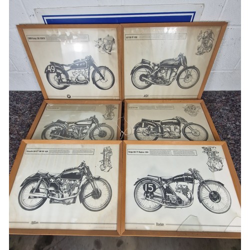 451 - Framed vintage motorcycle prints to include Norton, BMW and AJS - 6