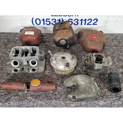 456 - BSA oil tanks - 3 and assorted barrels, brake parts etc