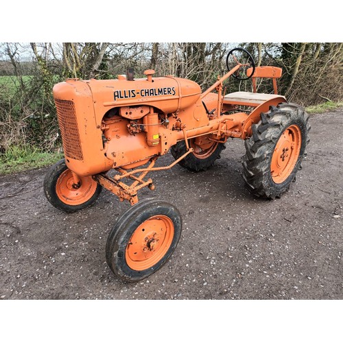 Allis Chalmers model B tractor. 1948. Runs with PTO and pulley