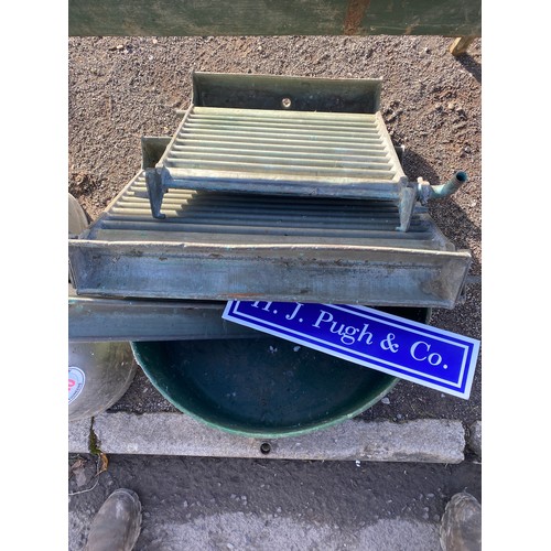 1027 - Milking machine bucket and 2 vintage milk coolers