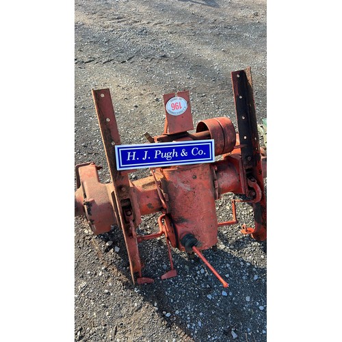 196 - Allis Chalmers B rear end with gearbox, final drives, pulley wheel and hydraulics