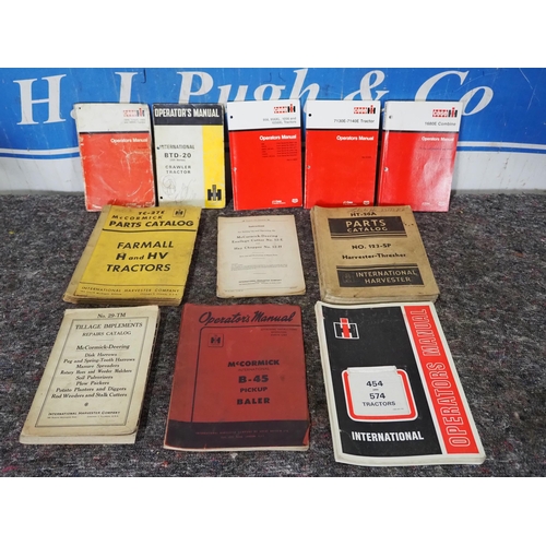 194 - McCormick International and Case parts catalogues and operators manuals to include BTD20 crawler and... 