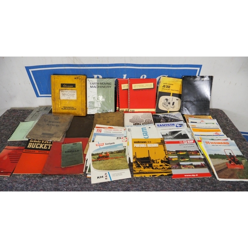 196 - Assorted farm machinery sales brochures, parts catalogues and operators manuals to include John Deer... 