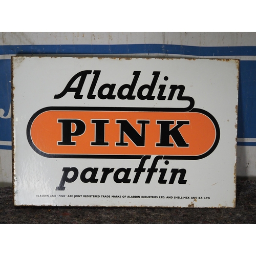 200 - Double sided post mounted enamel sign - Aladdin pink paraffin 14