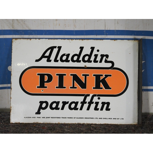 200 - Double sided post mounted enamel sign - Aladdin pink paraffin 14